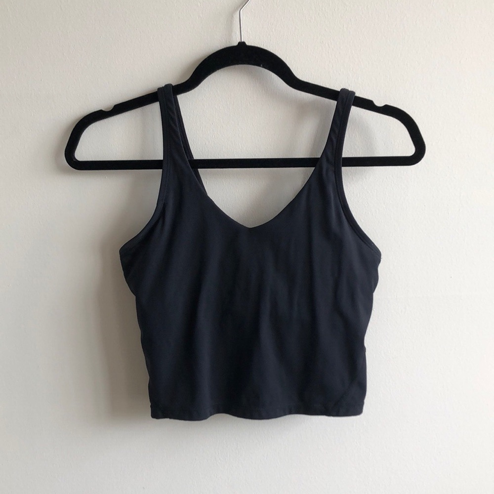 Athletic Longline Sports Bra Tank Crop Black